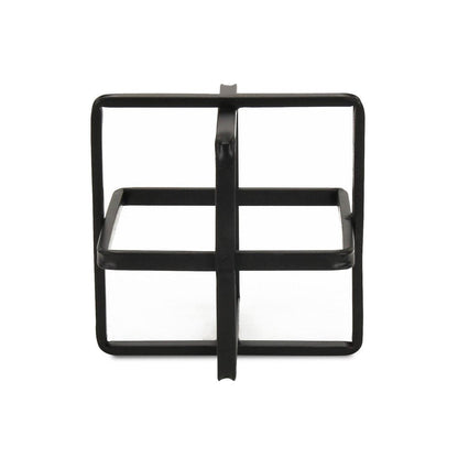 6" Black Metal Abstract Cube Sculpture HomeRoots