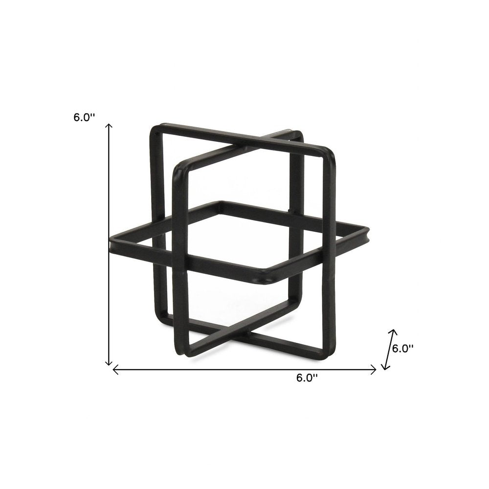 6" Black Metal Abstract Cube Sculpture HomeRoots