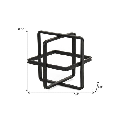 6" Black Metal Abstract Cube Sculpture HomeRoots
