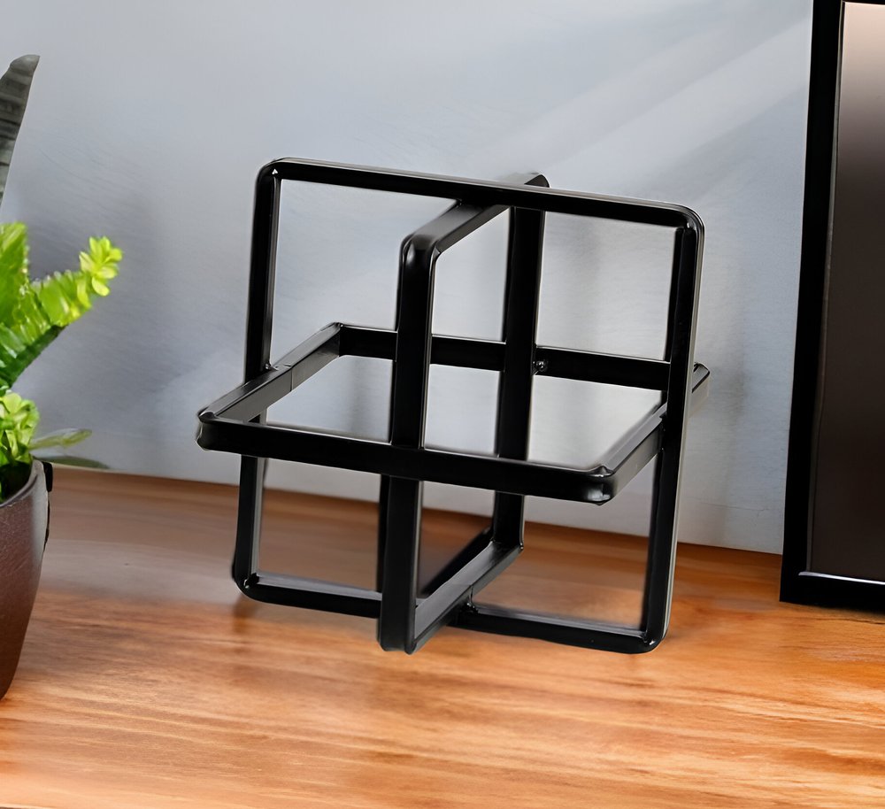 6" Black Metal Abstract Cube Sculpture HomeRoots