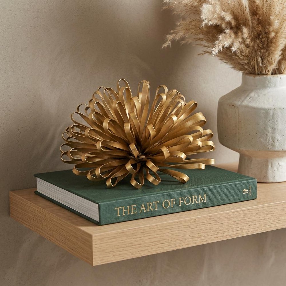 5" Gold Metal Abstract Hand Painted Sculpture HomeRoots