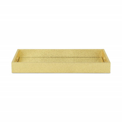 16" Gold Rectangular Wood Handmade Tray With Handles HomeRoots