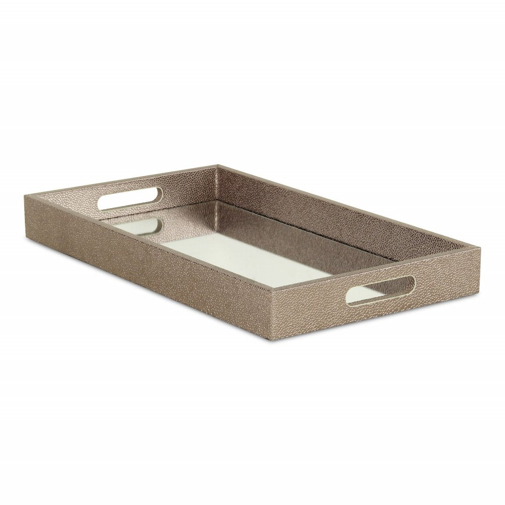 16" Gray Rectangular Wood Handmade Tray With Handles HomeRoots