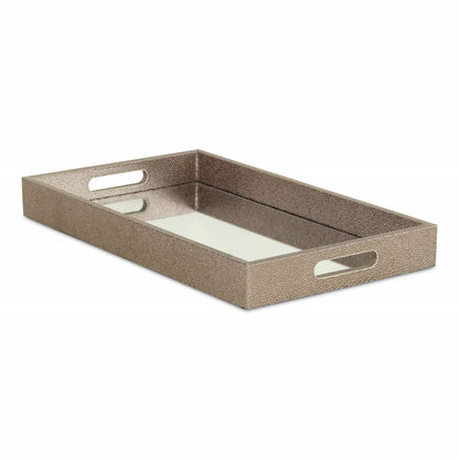 16" Gray Rectangular Wood Handmade Tray With Handles HomeRoots