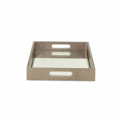 16" Gray Rectangular Wood Handmade Tray With Handles HomeRoots