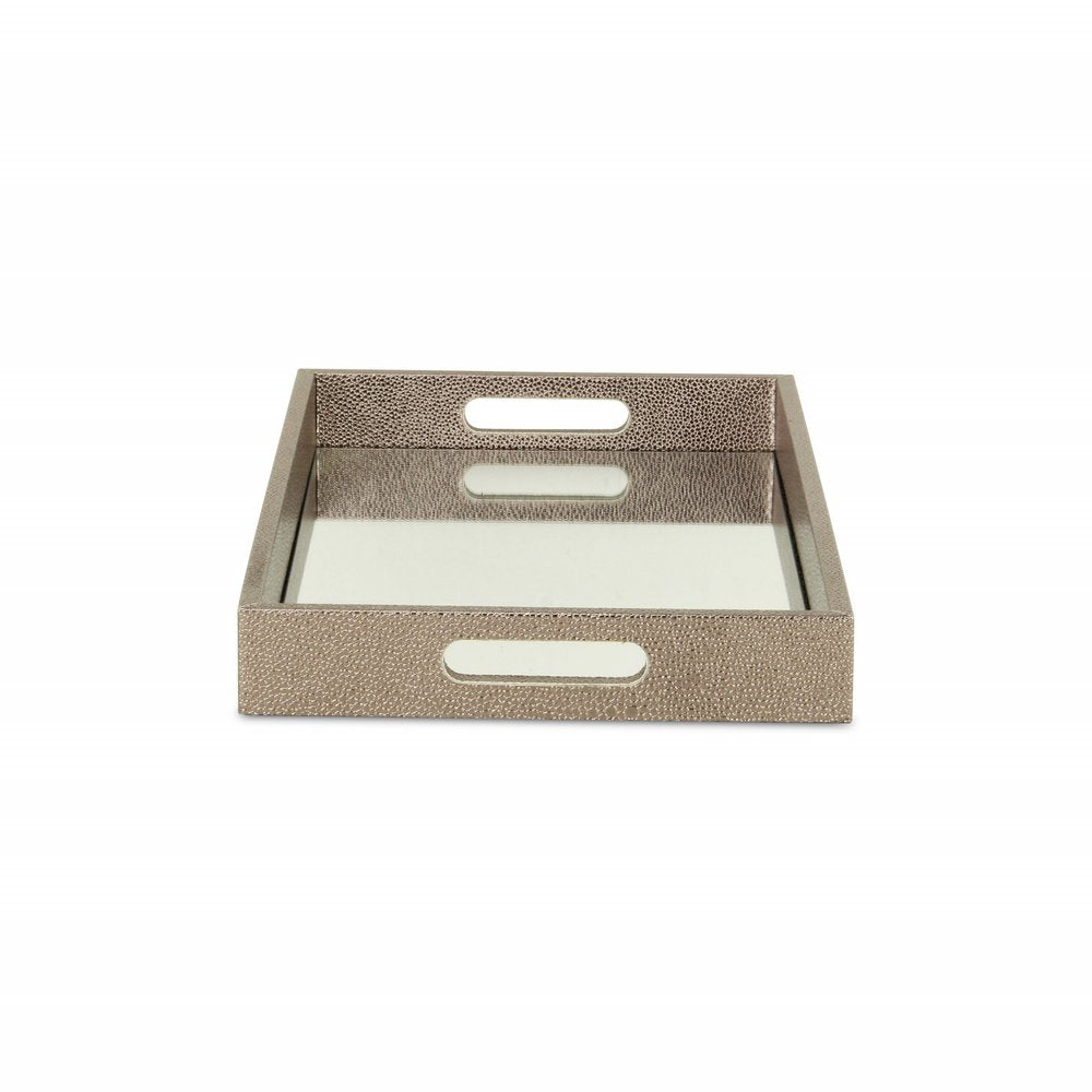 16" Gray Rectangular Wood Handmade Tray With Handles HomeRoots