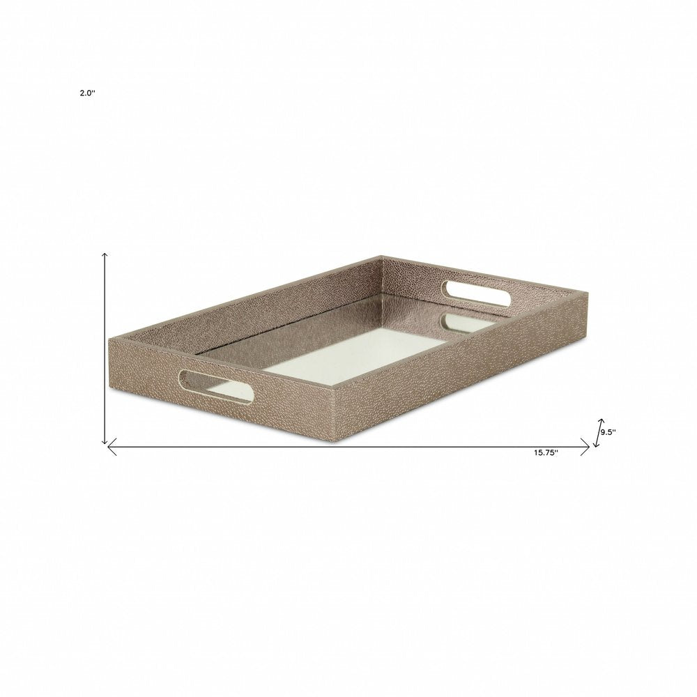16" Gray Rectangular Wood Handmade Tray With Handles HomeRoots