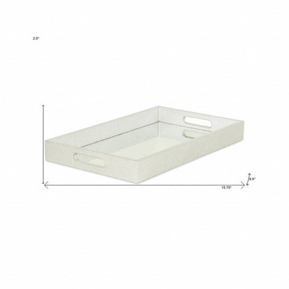 16" Silver Rectangular Wood Handmade Tray With Handles HomeRoots