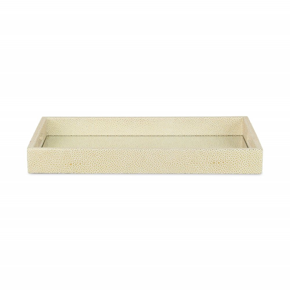 16" White Gold Rectangular Wood Handmade Tray With Handles HomeRoots