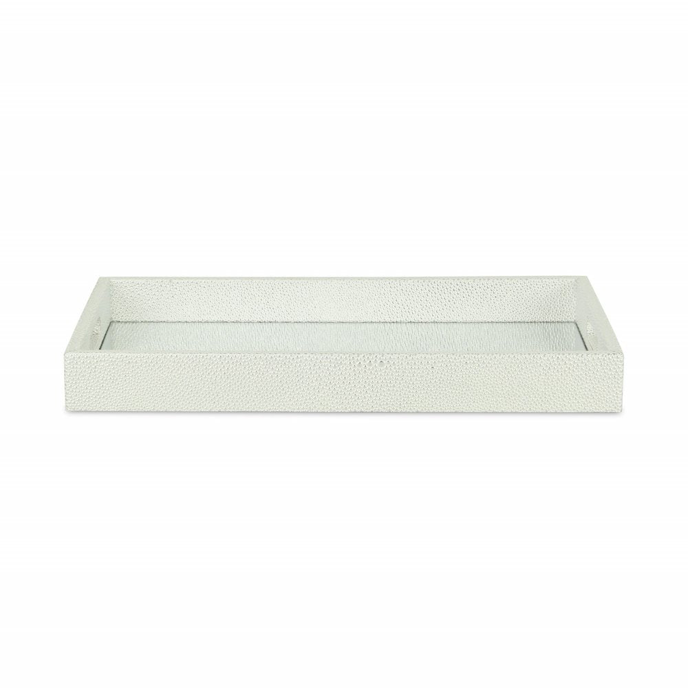 16" White Silver Rectangular Wood Handmade Tray With Handles HomeRoots