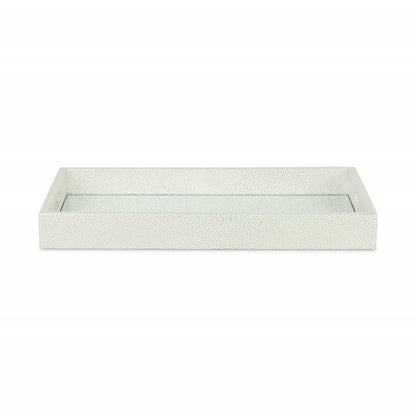 16" White Silver Rectangular Wood Handmade Tray With Handles HomeRoots