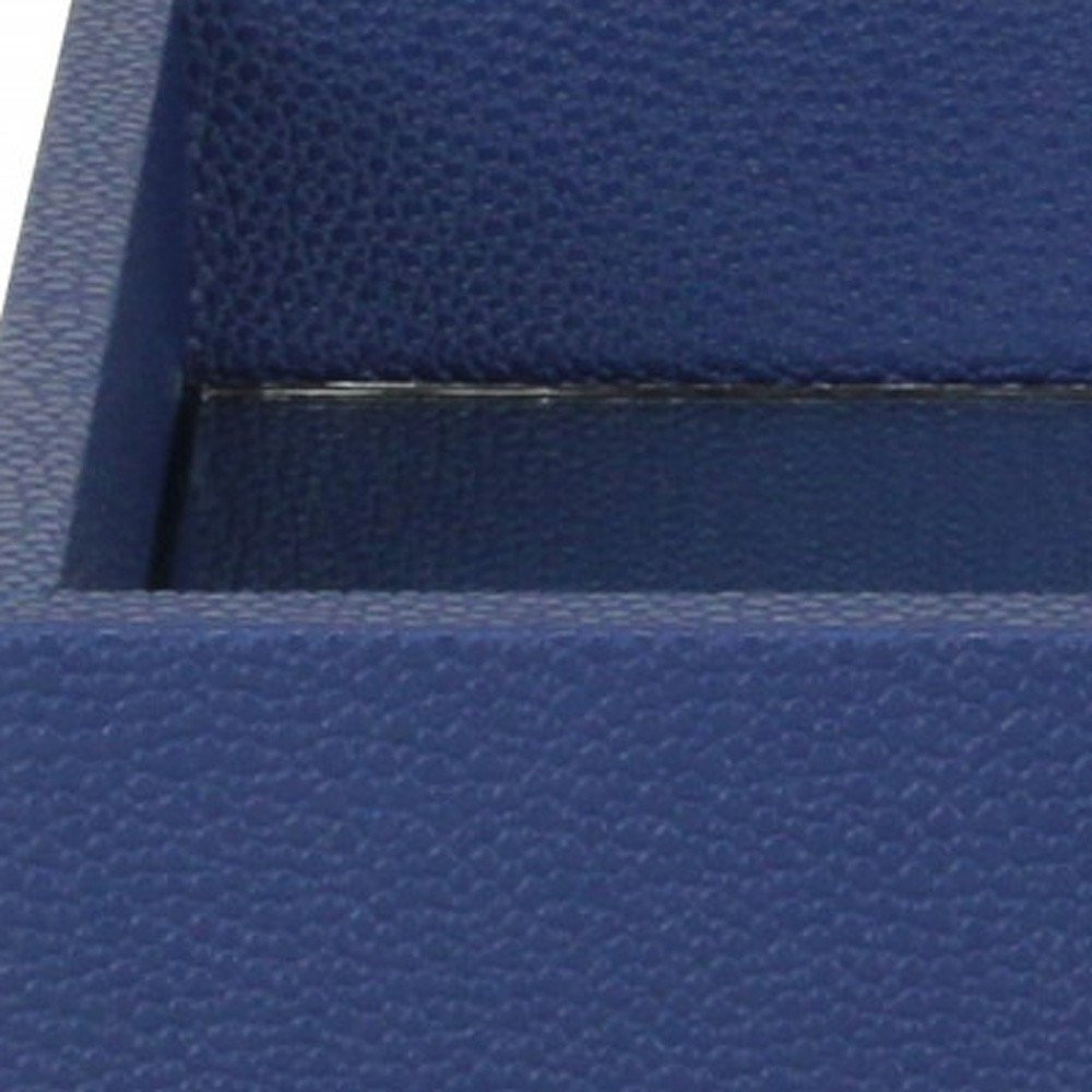 10" Navy Blue Mirrored Glass And Wood Faux Shagreen Vanity Tray HomeRoots