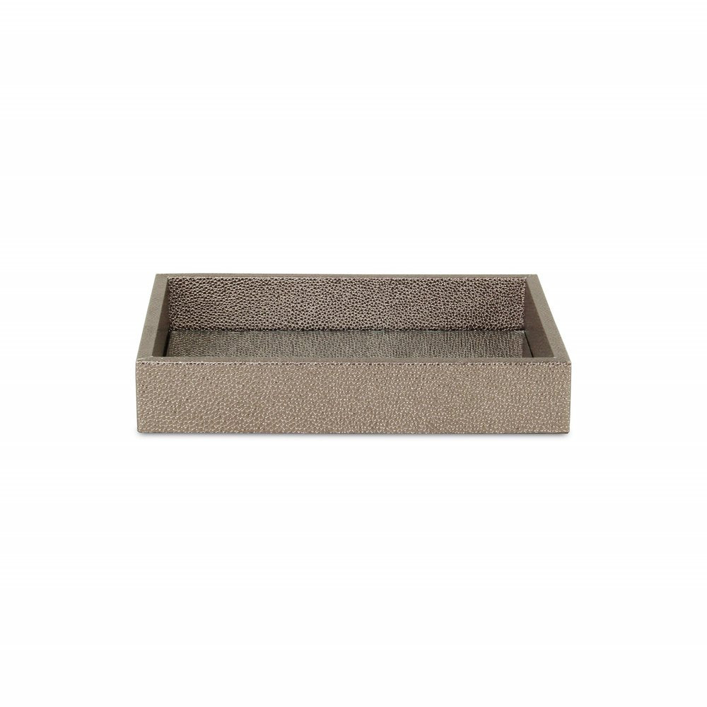 10" Gray Mirrored Glass And Wood Faux Shagreen Vanity Tray HomeRoots