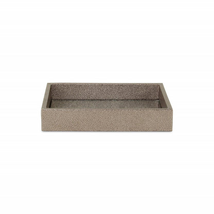 10" Gray Mirrored Glass And Wood Faux Shagreen Vanity Tray HomeRoots