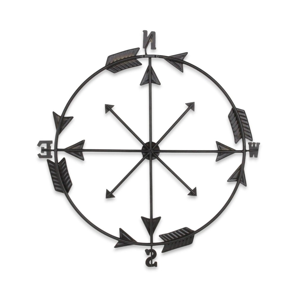 26" X 25" Brass and Black Metal Distressed Compass Wall Decor — view 4