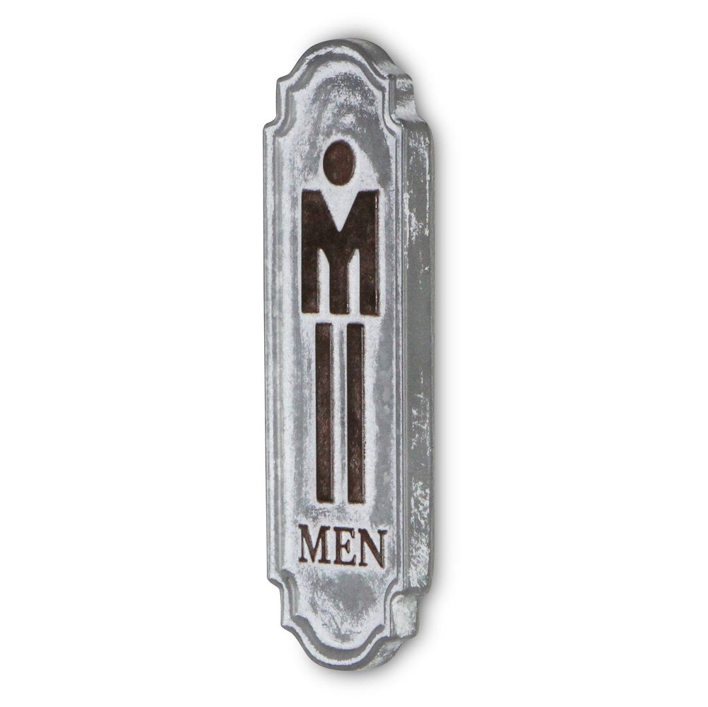 12" X 4" Gray and Brown Handcrafted Mens Room Metal Wall Decor — view 3