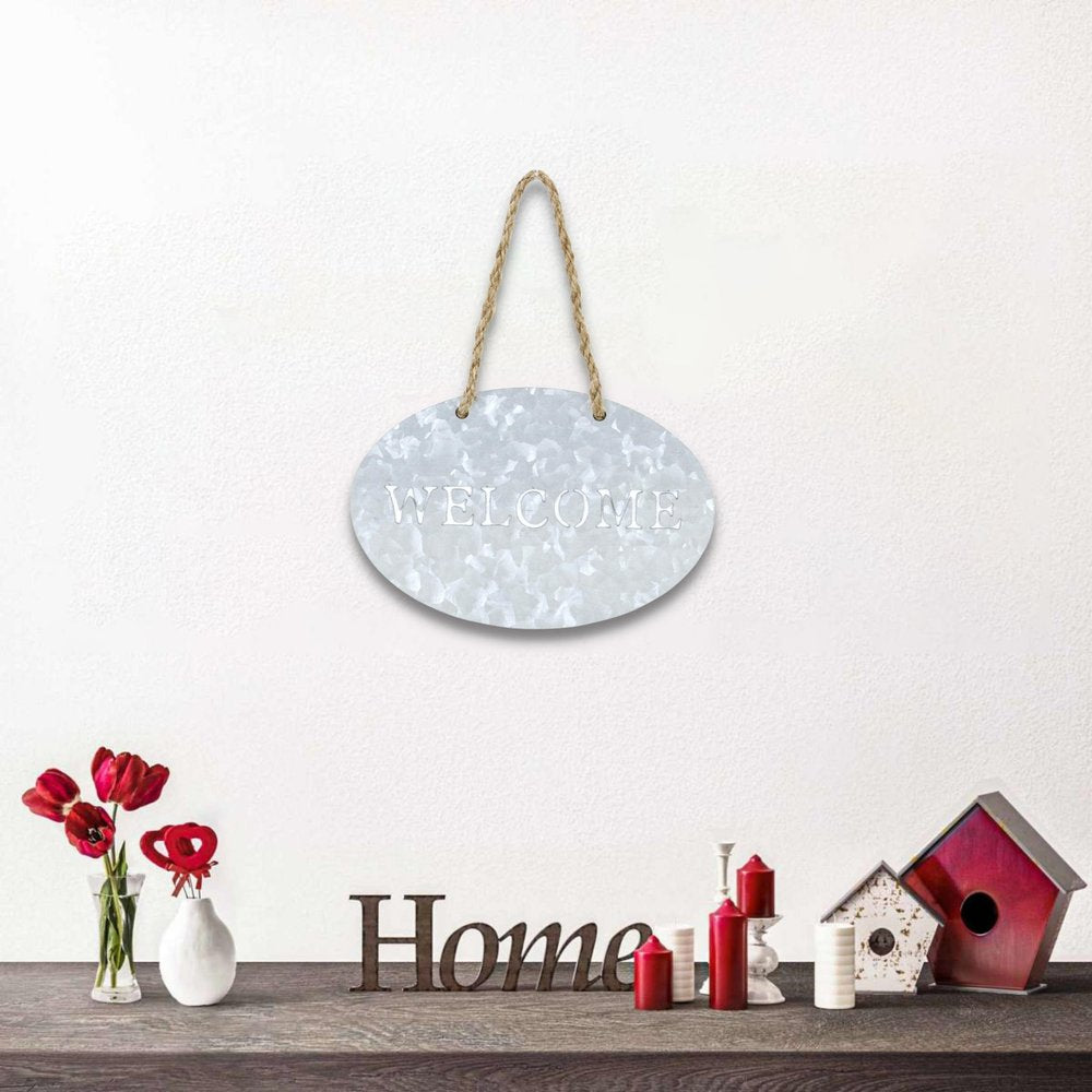 5" X 8" Gray Handcrafted Welcome Galvanized Metal Wall Decor — view 5