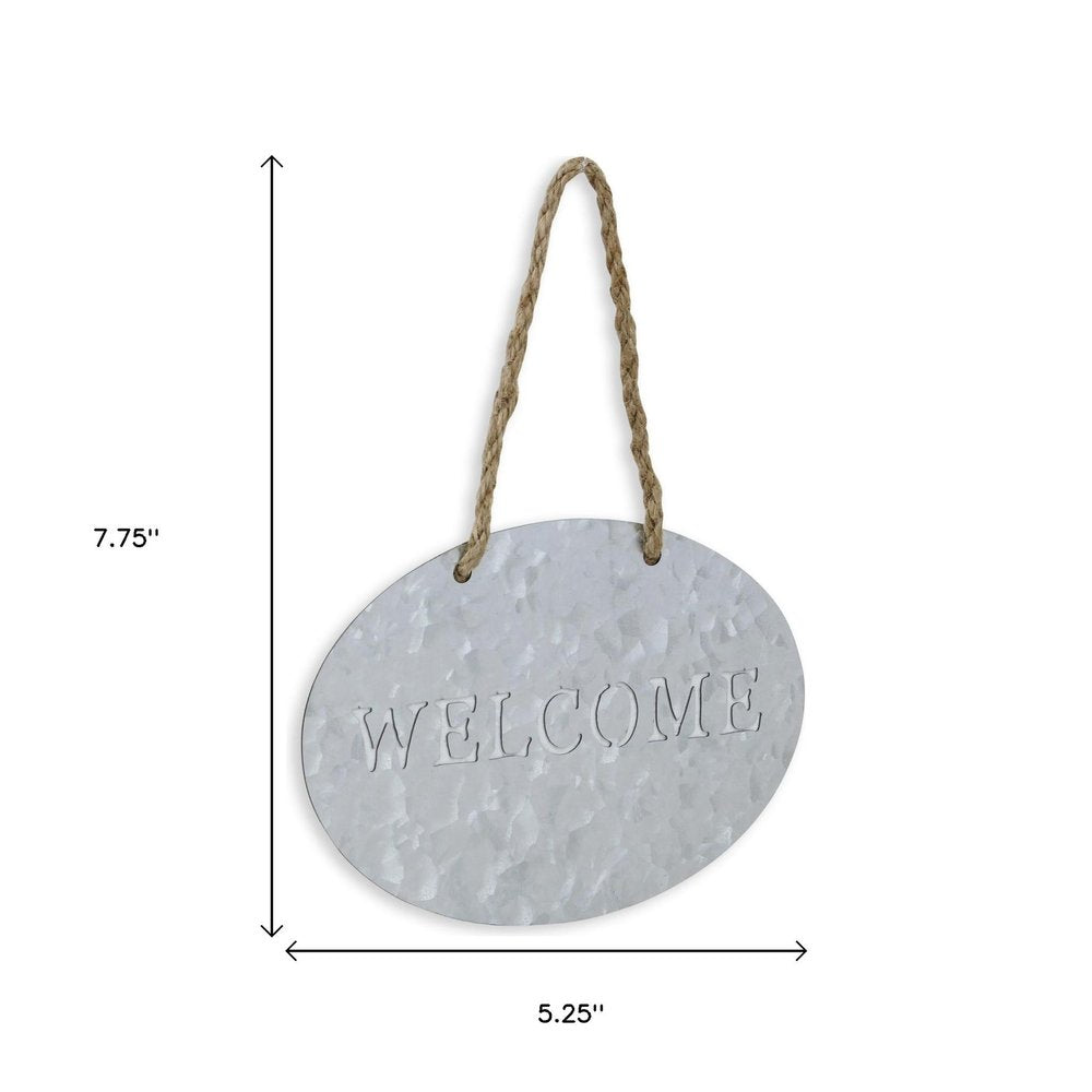 5" X 8" Gray Handcrafted Welcome Galvanized Metal Wall Decor — view 8