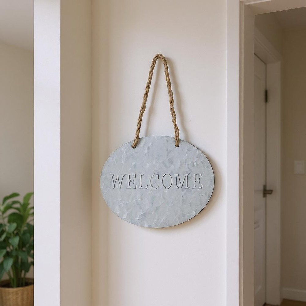5" X 8" Gray Handcrafted Welcome Galvanized Metal Wall Decor — view 9