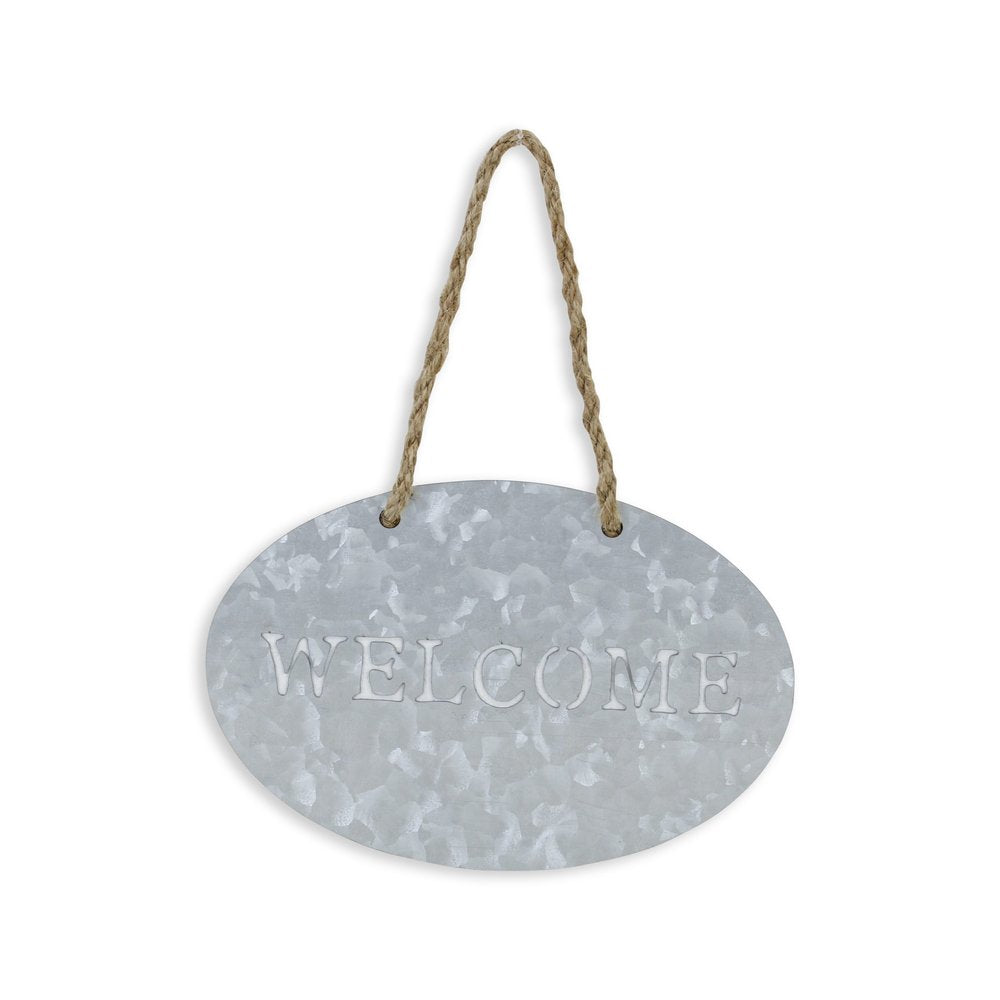 5" X 8" Gray Handcrafted Welcome Galvanized Metal Wall Decor — view 1