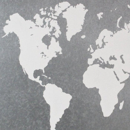 25" X 34" Brown and Gray Wood and Metal World Map Hanging Dimensional Sculpture