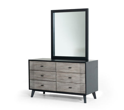 40" Black Ash Veneer Rectangle Wall Mounted Dresser Mirror Engineered Wood Framed HomeRoots