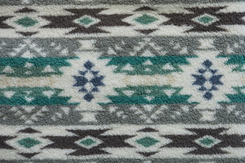 50" X 60" Ivory Gray And Green Faux Sherpa Southwestern Throw Blanket HomeRoots