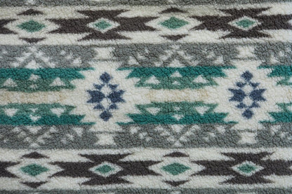 50" X 60" Ivory Gray And Green Faux Sherpa Southwestern Throw Blanket HomeRoots