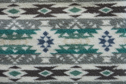 50" X 60" Ivory Gray And Green Faux Sherpa Southwestern Throw Blanket HomeRoots