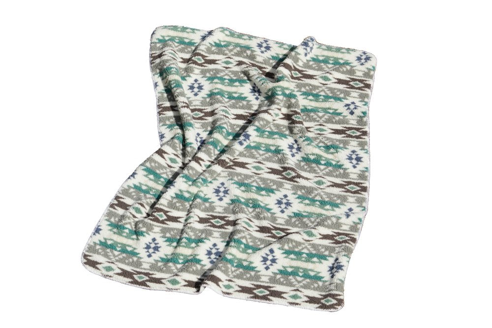 50" X 60" Ivory Gray And Green Faux Sherpa Southwestern Throw Blanket HomeRoots