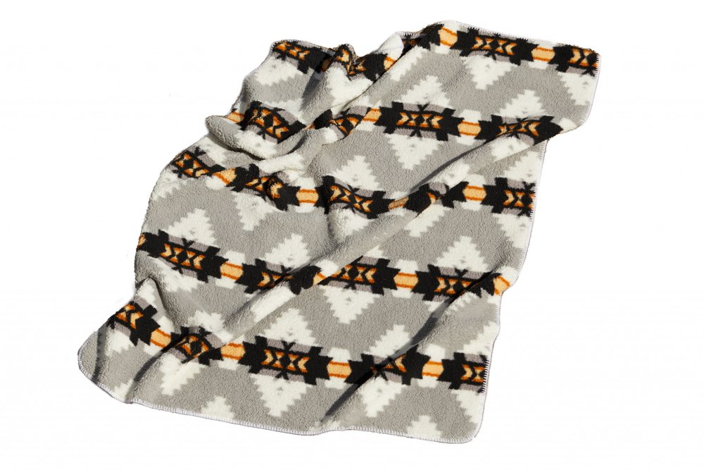 Gray Knitted Sherpa Geometric Reversable Throw HomeRoots