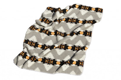 Gray Knitted Sherpa Geometric Reversable Throw HomeRoots