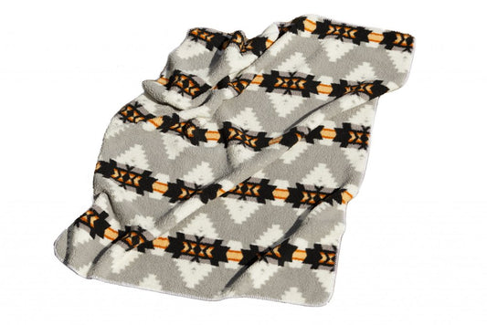 Gray Knitted Sherpa Geometric Reversable Throw HomeRoots