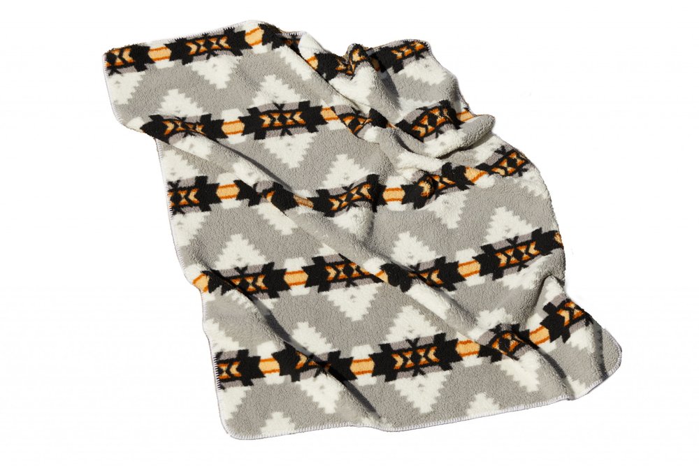 Gray Knitted Sherpa Geometric Reversable Throw HomeRoots