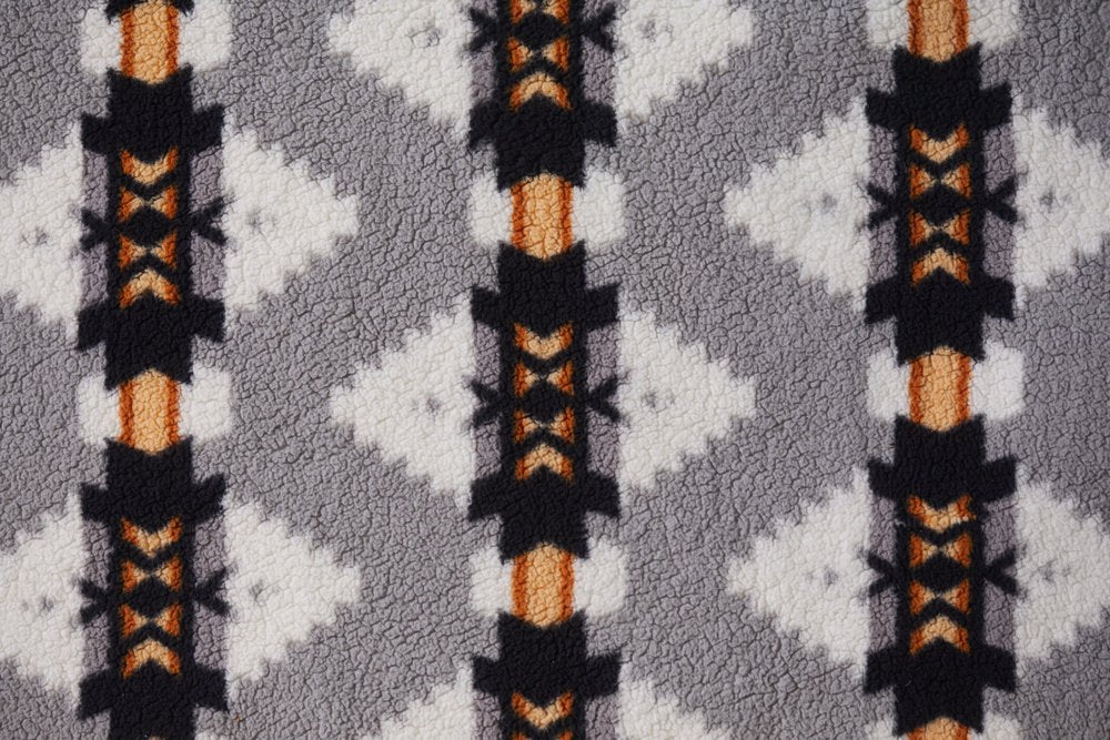 Gray Knitted Sherpa Geometric Reversable Throw HomeRoots
