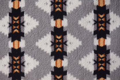 Gray Knitted Sherpa Geometric Reversable Throw HomeRoots