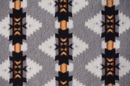 Gray Knitted Sherpa Geometric Reversable Throw HomeRoots
