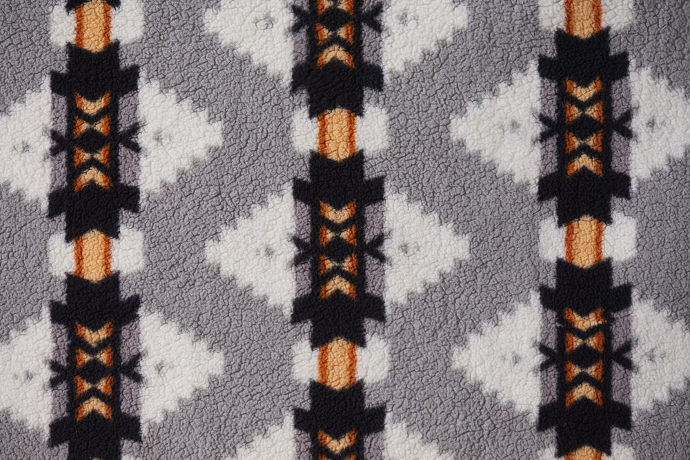 Gray Knitted Sherpa Geometric Reversable Throw — view 2