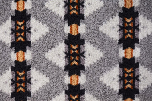 Gray Knitted Sherpa Geometric Reversable Throw HomeRoots