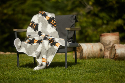 Gray Knitted Sherpa Geometric Reversable Throw HomeRoots