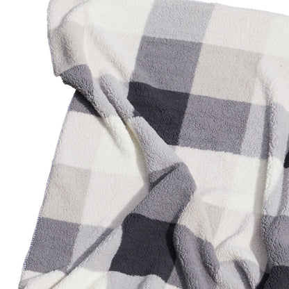 50" X 60" Gray And Ivory Faux Sherpa Plaid Throw Blanket HomeRoots