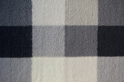 50" X 60" Gray And Ivory Faux Sherpa Plaid Throw Blanket HomeRoots