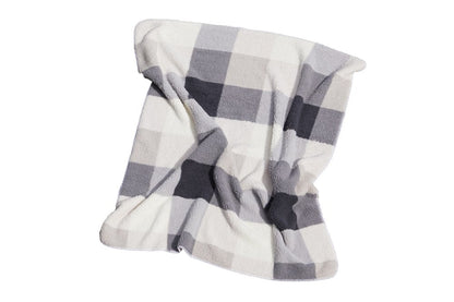 50" X 60" Gray And Ivory Faux Sherpa Plaid Throw Blanket HomeRoots