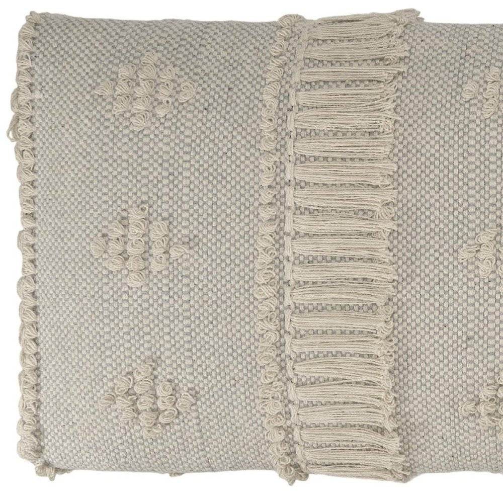 47" Cream And Black Leg Abstract Stripe and Dot Upholstery Bench HomeRoots