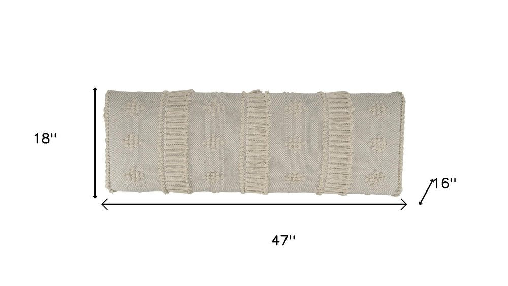 47" Cream And Black Leg Abstract Stripe and Dot Upholstery Bench HomeRoots