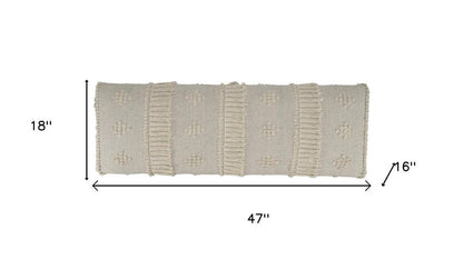 47" Cream And Black Leg Abstract Stripe and Dot Upholstery Bench HomeRoots