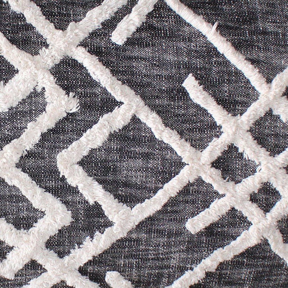 47" Gray And White Geometric Cotton Upholstered Distressed Bench HomeRoots