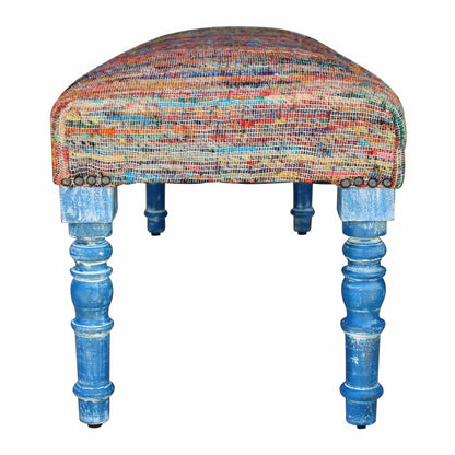 47" Rainbow Stripe Blue Leg Upholstered Bench HomeRoots