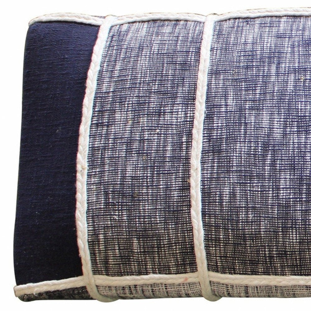 47" Blue And Gray Textural White Leg Upholstered Bench HomeRoots