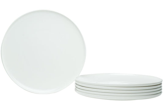 White Six Piece Round Coupe Porcelain Service For Six Dinner Plate Set HomeRoots